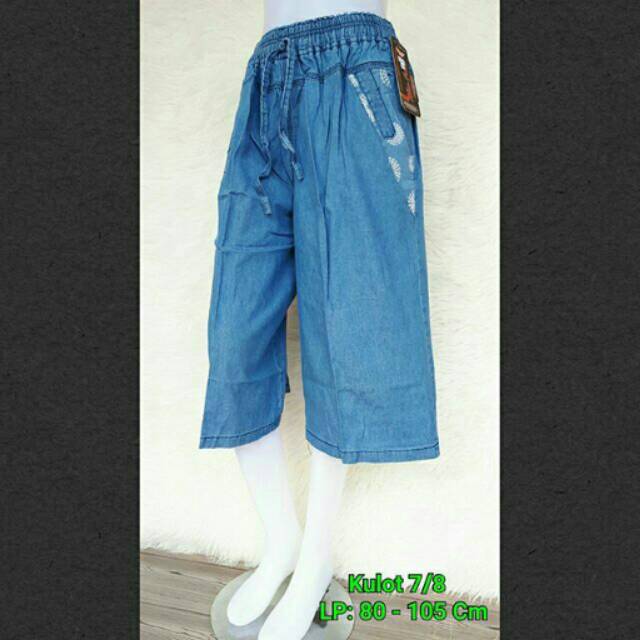 Celana Kulot Wanita 7/8 Jeans Biru Muda