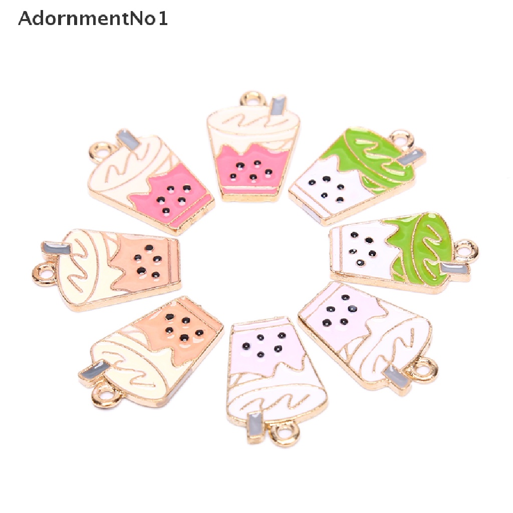 (AdornmentNo1) 10pcs / lot Liontin Enamel Bentuk Milk Tea Untuk Kerajinan Tangan / Perhiasan DIY