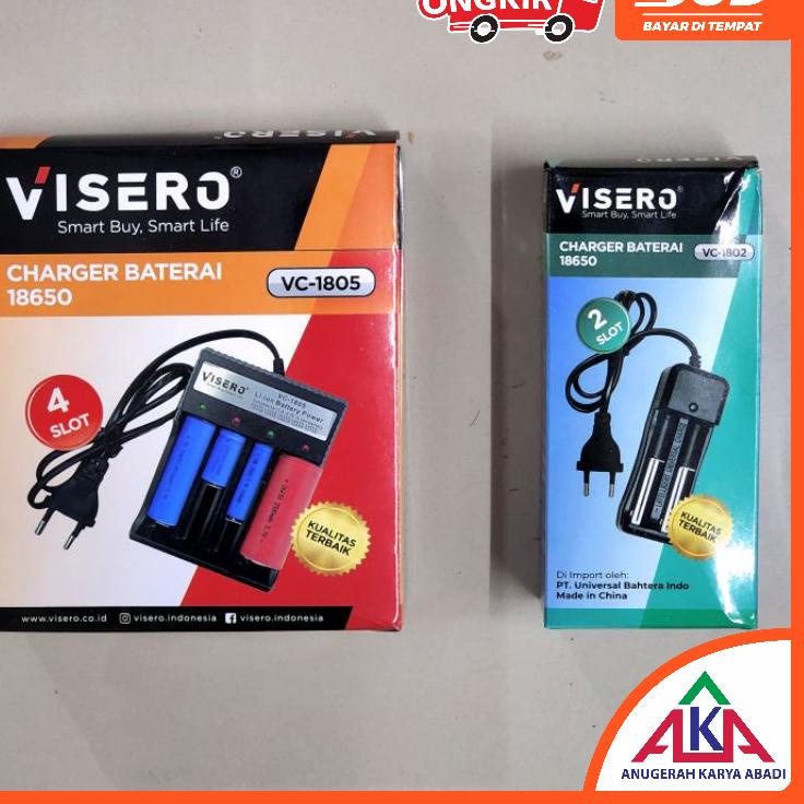 Dapatkan Sekarang Charger Baterai VISERO Universal 18650 / AAA /AA 2 Slot / 4 Slot