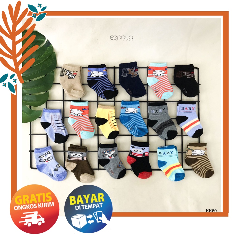 Ezpata Kaos Kaki Bayi Baby Usia 6-12 Bulan Lucu Warna Warni Motif Cetak Karakter Bahan Stretch Melar Nyaman Dipakai Random