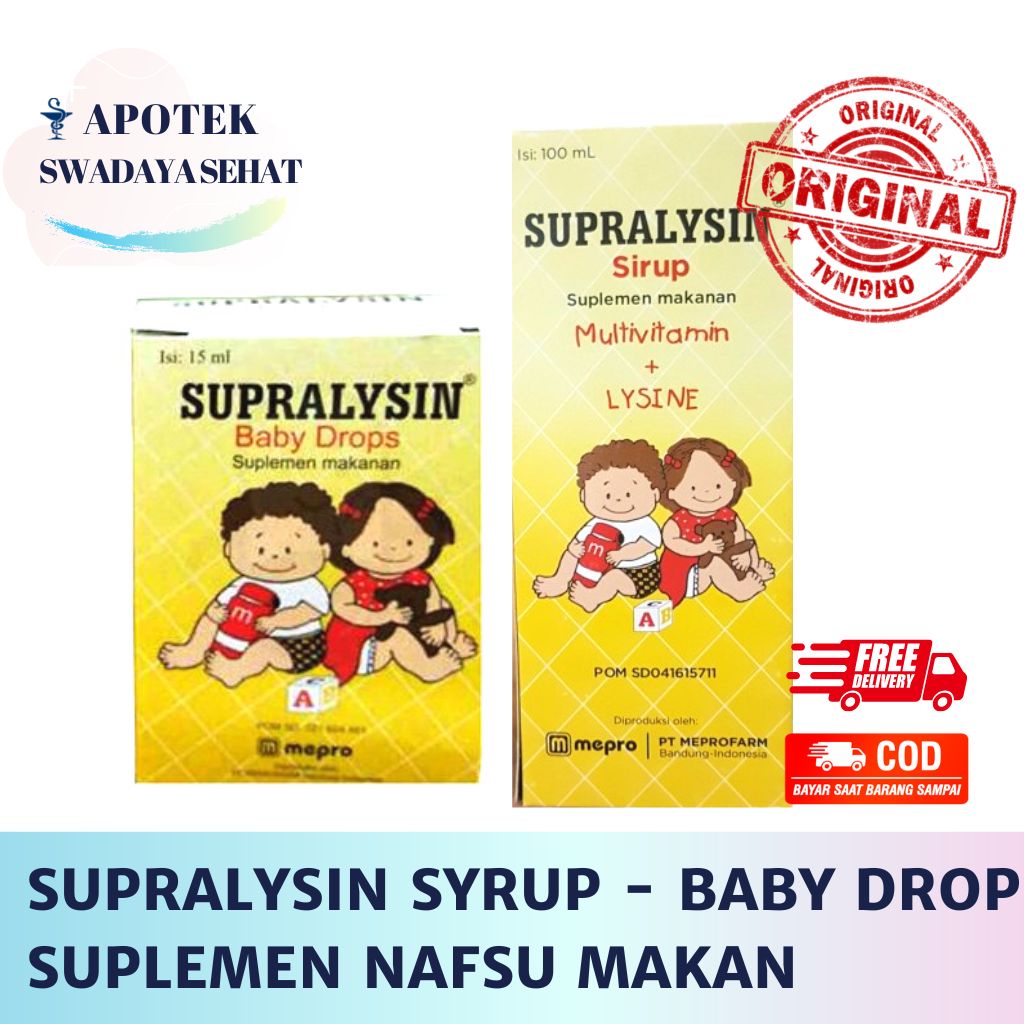 SUPRALYSIN SYRUP 100 ML 60 ML- DROP BAYI 15 ML - Suplemen Nafsu Makan Kesehatan Anak Bayi Sirup