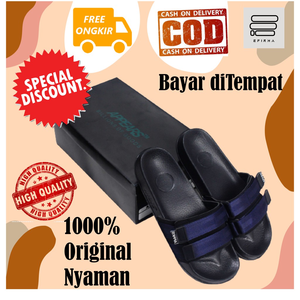 SANDAL SENDAL PRIA LAKI-LAKI COWOK KASUAL KEKINIAN CASUAL TERBARU MURAH SLIDE APPEARS AUTHENTIC 12