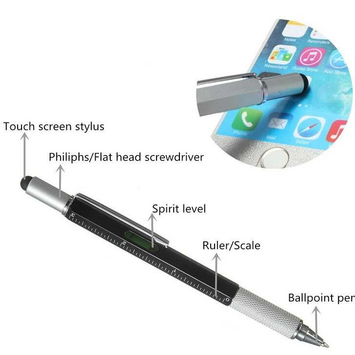 Terbaru ! Pena Multifungsi Metal Stylus + Penggaris + Level + Obeng - MYC65