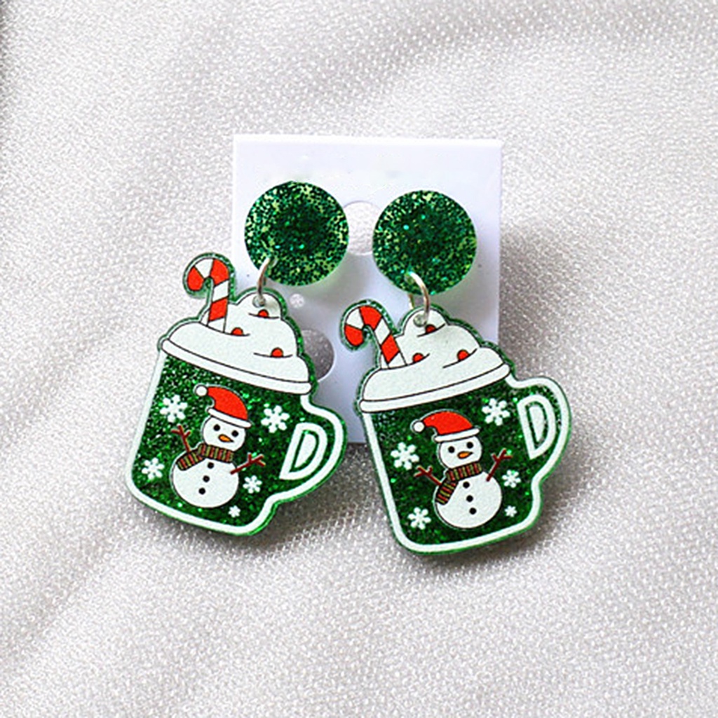 Hu Hu Hu Hu Hu Alat Bantu Pasang Kacamata♡ 1 Pasang Anting Stud Desain Rumah Natal Aksen Glitter Untuk Wanita