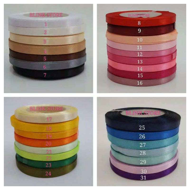 

PITA SATIN TAIWAN POLOS 3/8 INCH / PITA SATIN TAIWAN POLOS 1CM (1 ROLL ISI 23 METER)
