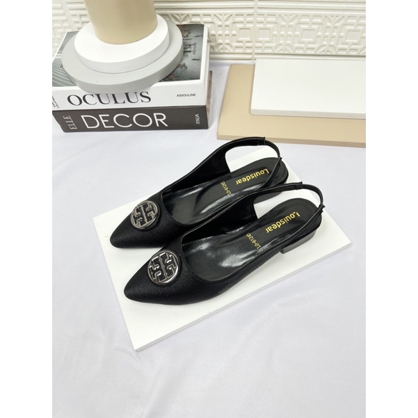 sepatu flatshoes tali belakang wanita terbaru kekinian  bahan satin 2cm LOUISDEAR B40