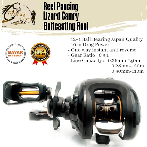 Reel BC Baitcasting Lizard Camry (12+1 Bearing) Murah - Engkus Fishing