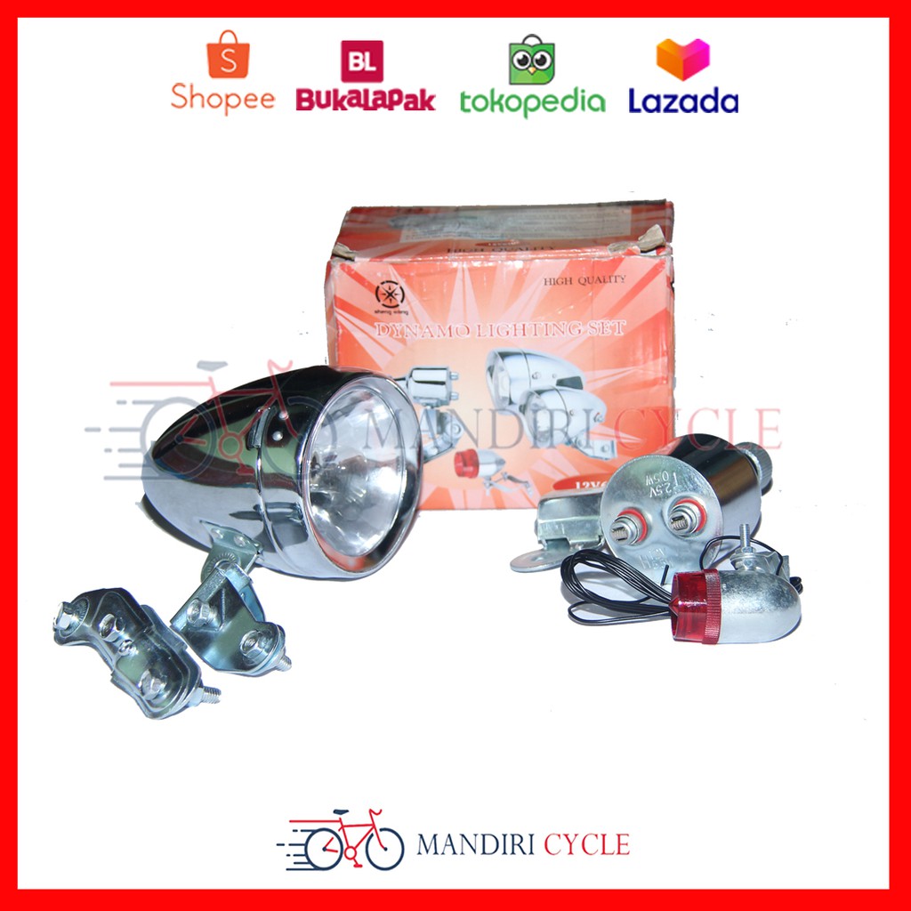 Lampu Depan Fullset Sepeda Ontel DYNAMO LIGHTING SET kuno