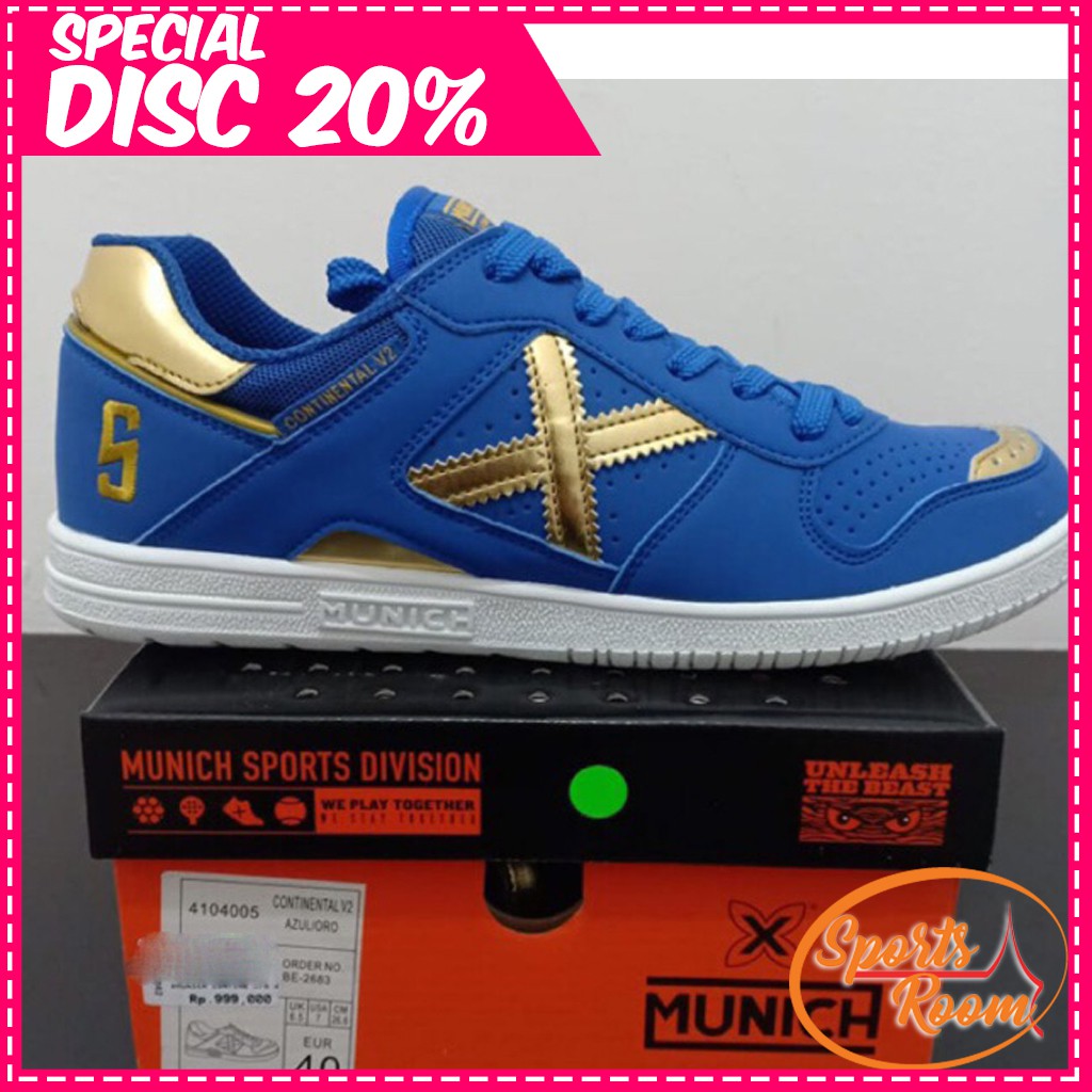 Sepatu Futsal - X MUNICH CONTINENTAL V2 - AZUL/ORO 4104005