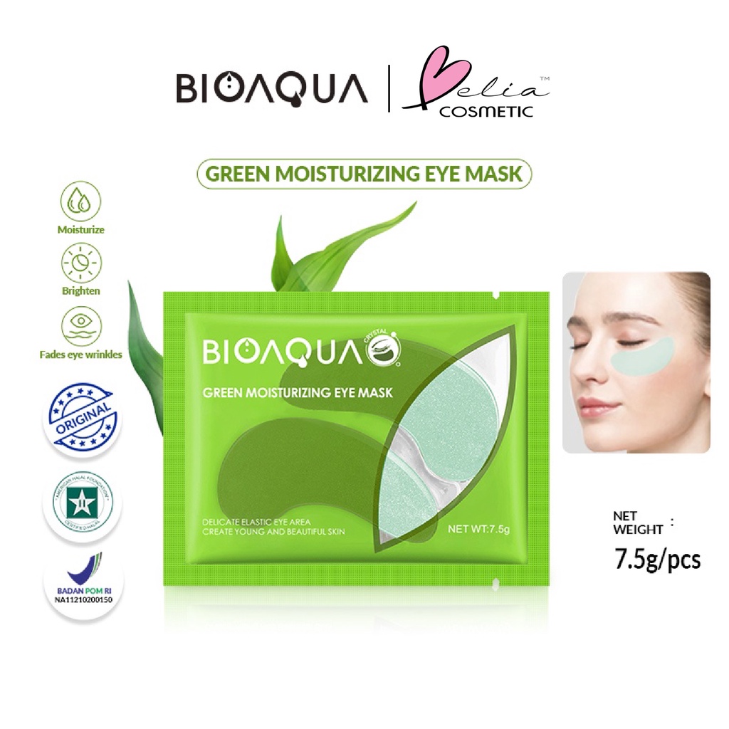 ❤ BELIA ❤ BIOAQUA Sheet Mask Master Series Plant | Flowers | Fruit | Eye Mask | Facial Mask Brightening Glowing Moisturizing Skin Care | Hydrating Essence Face Mask Brightening Anti Acne Jerawat | Honey Vitamin C Masker Wajah Muka Pelembab Kulit Cosmetics-BA_Eyemask HIJAU7.5g