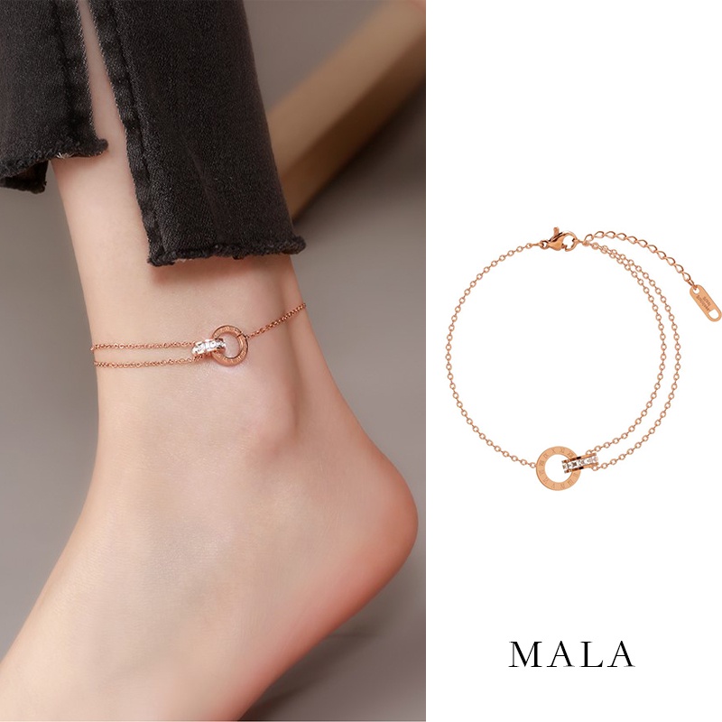 Korean Rose Gold Titanium Steel Anklet For Women