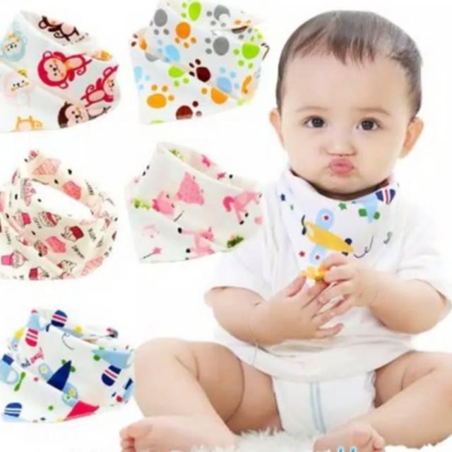 SLABER/HANDUK AIR LIUR BAYI BERMOTIF BAHAN KATUN BENTUK SEGITIGA