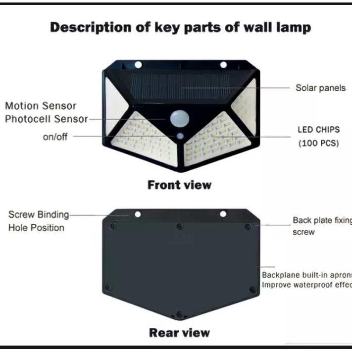 Lampu Solar LED B100 Sensor Tenaga Surya