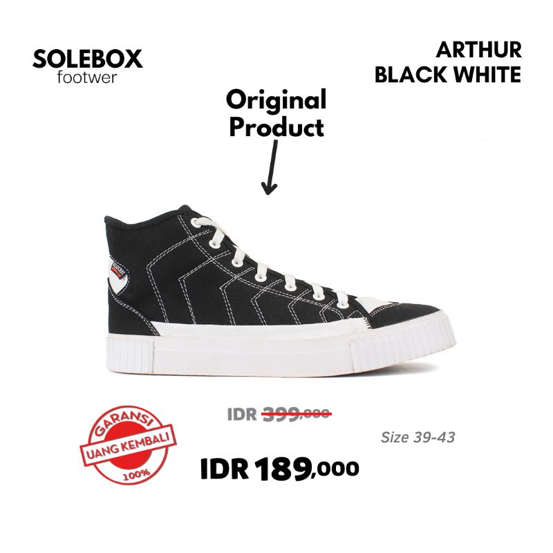 Solebox Sepatu Arthur Garansi Uang Kembali Sepatu Kanvas Pria Tinggi Casual Original Sneakers Cowok 