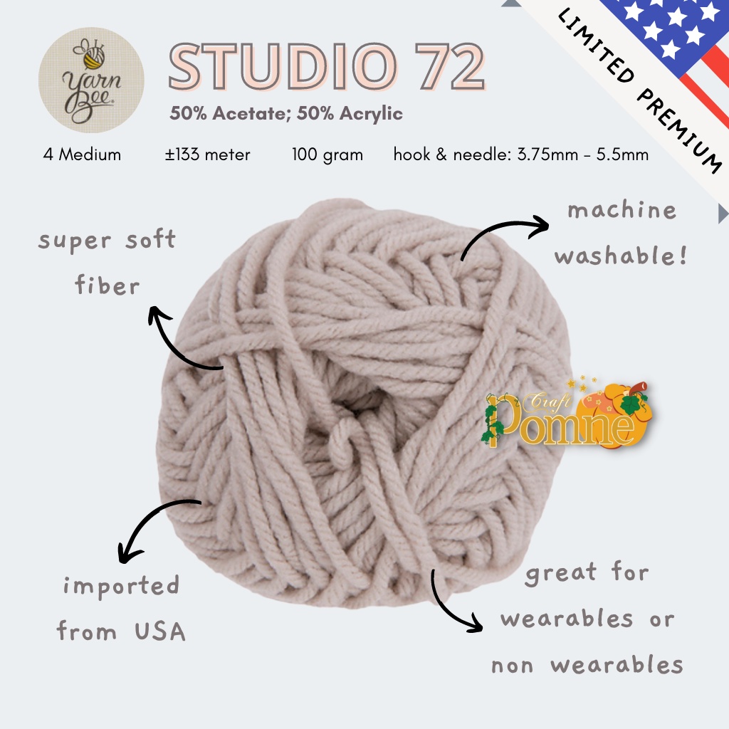 LIMITED USA - YARN BEE STUDIO 72 - BENANG RAJUT IMPORT ACRYLIC PREMIUM SUPER SOFT CROCHET KNITTING YARN