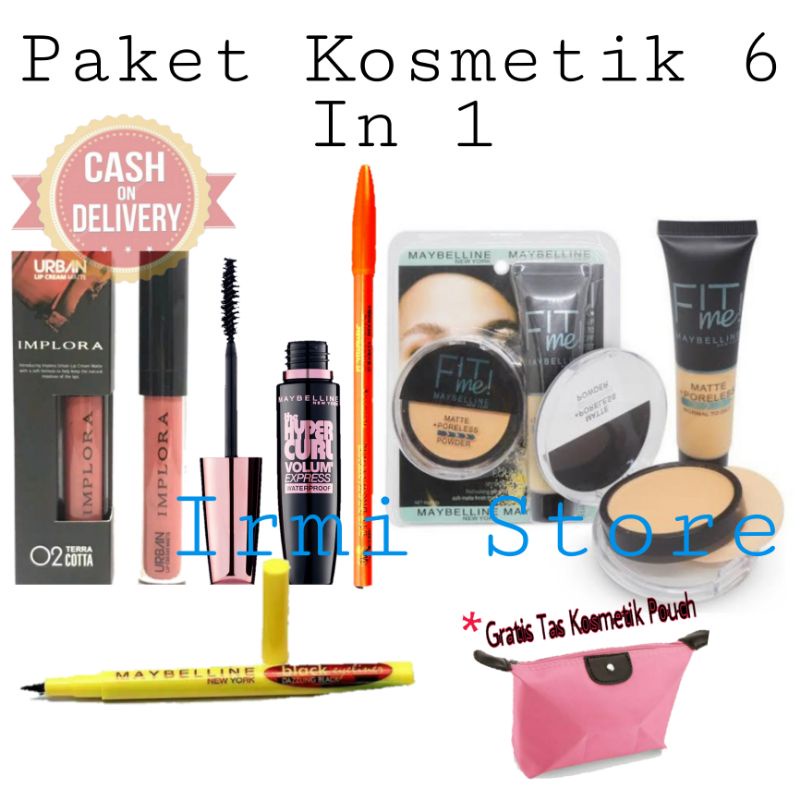 Paket Kosmetik May Fit me Super Set - 6 In 1 Paket Make Up Lengkap - Paket Make Up Murah -  Lipcream