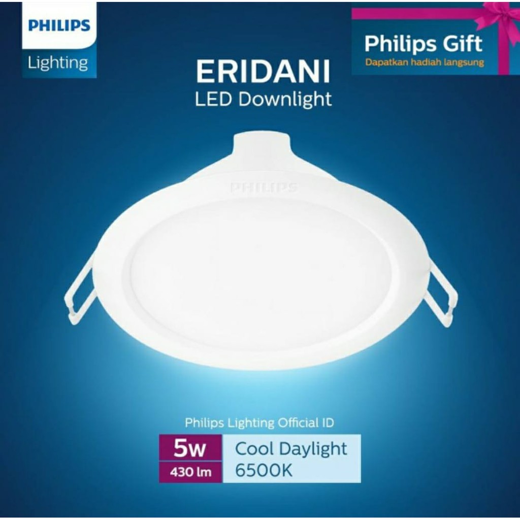 LAMPU DOWNLIGHT LED PHILIPS ERIDANI 5W WATT (59261) - PUTIH