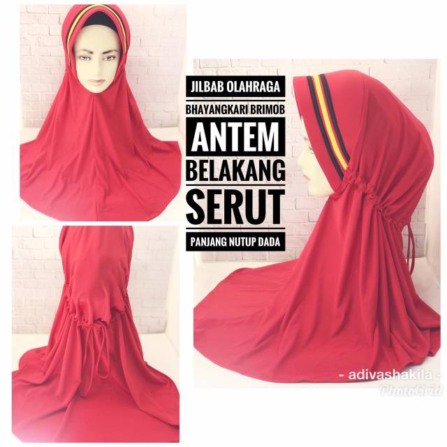 JILBAB OLAHRAGA BHAYANGKARI BRIMOB MERAH SERUT