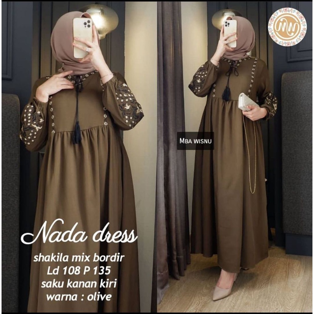 NADA DRESS WD SHAKILA MIX BORDIR LD 108 CM PB 135 CM ( BACA DESKRIPSI SEBELUM ORDER ) TERBARU 2022