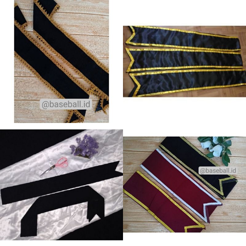 Ready Selempang Wisuda Beludru Satin List Pita Renda Atau Request Tanpa List Polos (tanpa tulisan / 