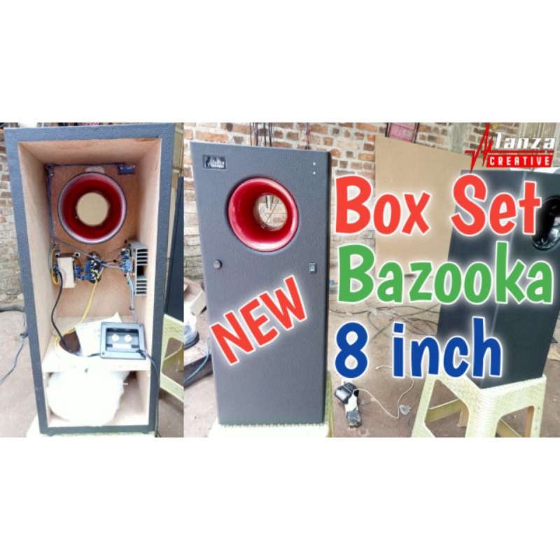 Box Bazooka 8 inch + power set + panel-pane (TANPA SPEAKER)