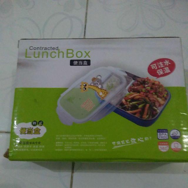 Kotak Tempat Makan Stainless Steel Anti Panas Tumpah Bento Untuk Lunch Bekal Nasi Tumis Lauk Sambal