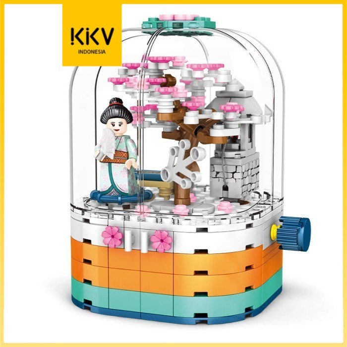 Educational Toys Kkv Sembo Building Block Sakura Jepang Dengan Lampu Dan Box Putar