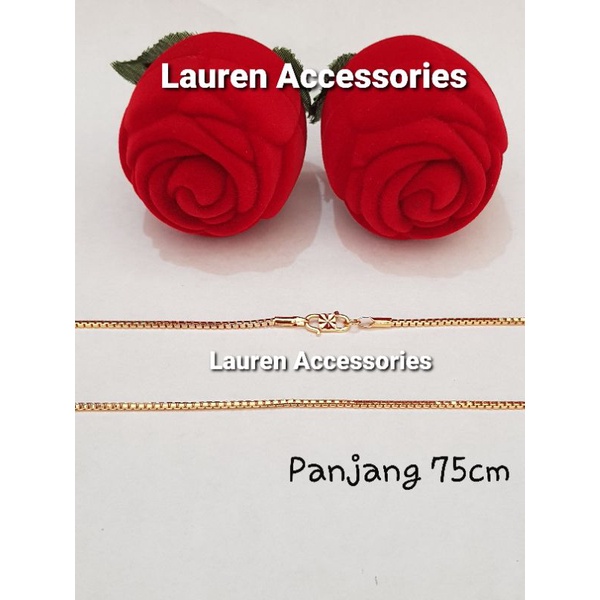 Kalung Dewasa Panjang 75cm Motif Italy Bulat Perhiasan Imitasi Lapis Emas Kuning KL 2416