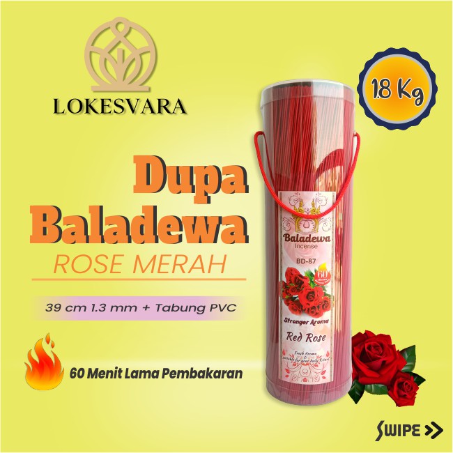 Dupa Hio Wangi Harum Baladewa 39 cm Red Rose Merah + Tabung PVC