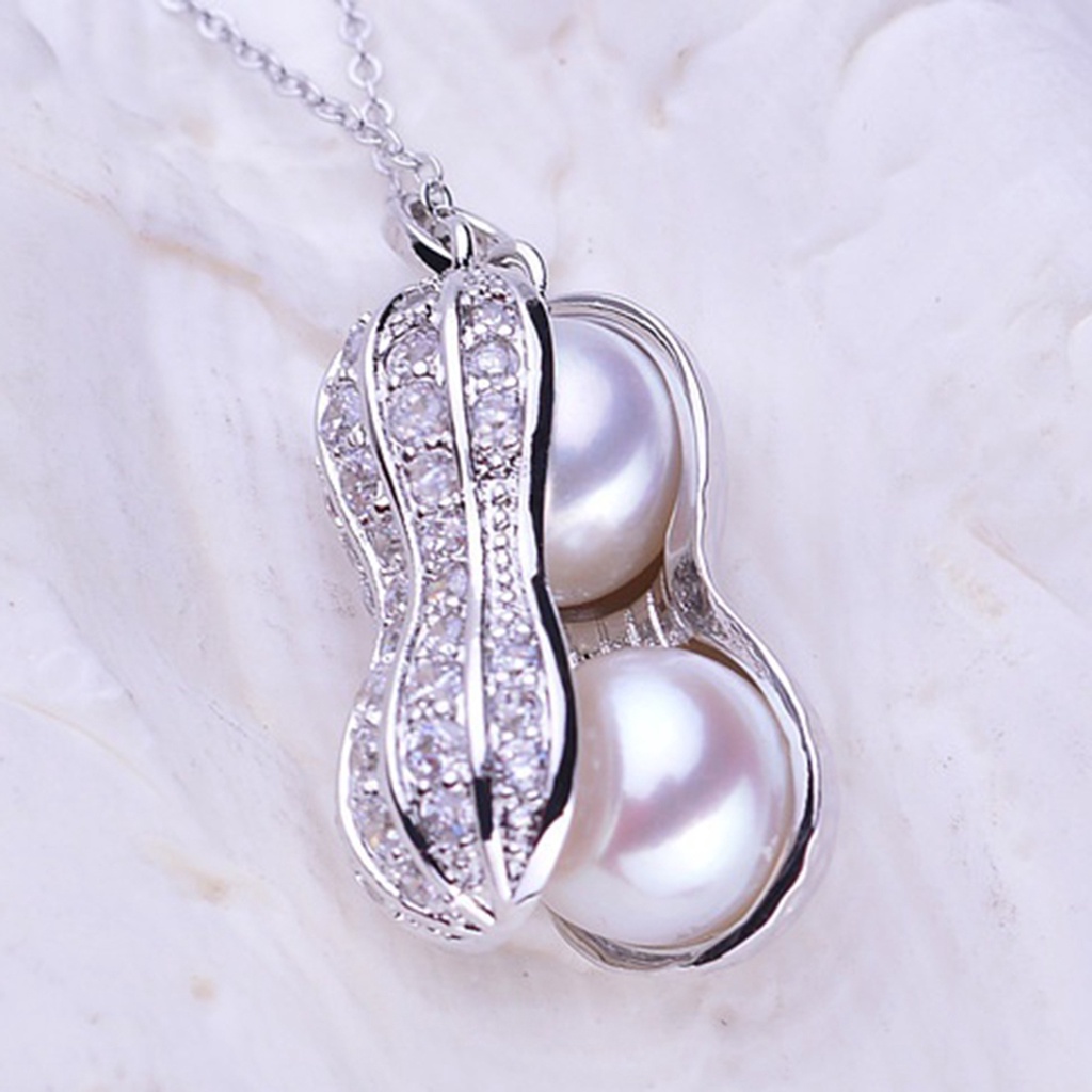 Hu Hu Hu Hu Hu Alat Bantu Pasang Kacamata♡ Kalung Liontin Kacang Hias Berlian Imitasi 2 Warna Untuk Pesta Malam