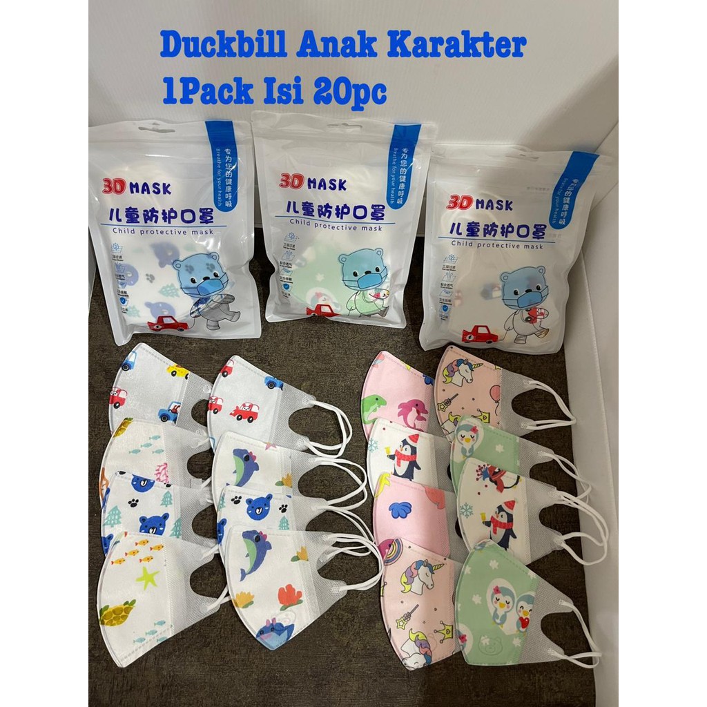 Masker Anak Karakter 3D Duckbill Protection Mask