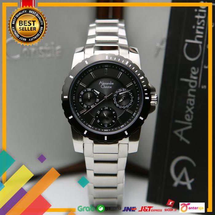 PROMO.. ALEXANDRE CHRISTIE. AC 6141. SILVER BLACK. LADIES. ORIGINAL ..TERBARU