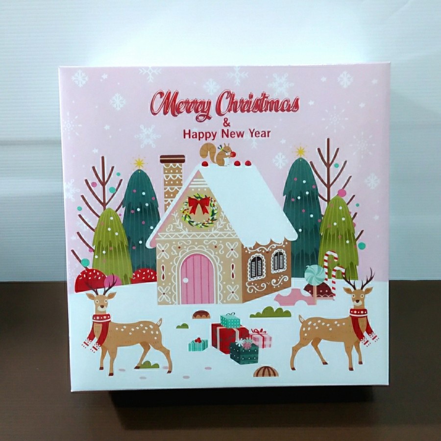 

Box Kue Dus Bolu Cake Hampers Natal Christmas 22x22x8cm Pink Cemara