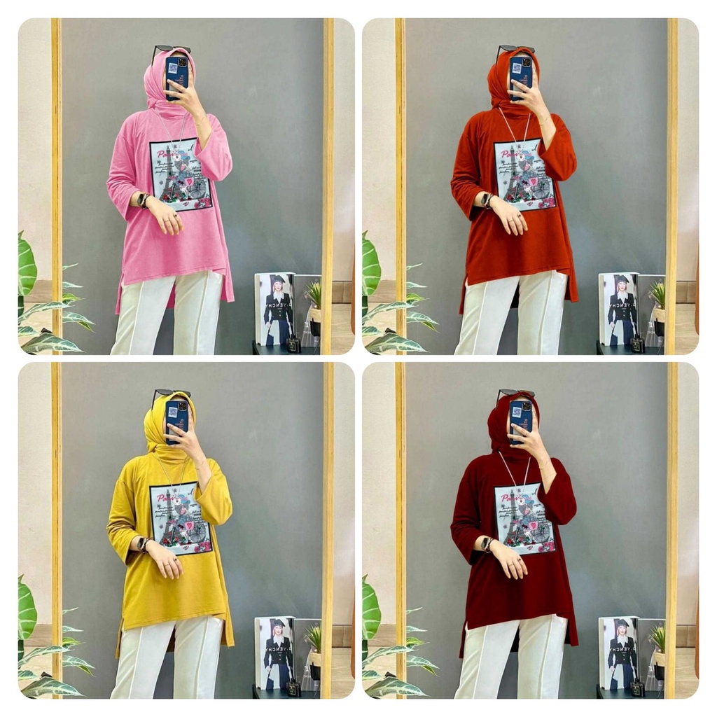 BAJU OVERSIZE AMORA FASHION PAKAIAN WANITA ATASAN BLOUSE BABYTERRY SABLON PRINTNG EDHM / VSHM