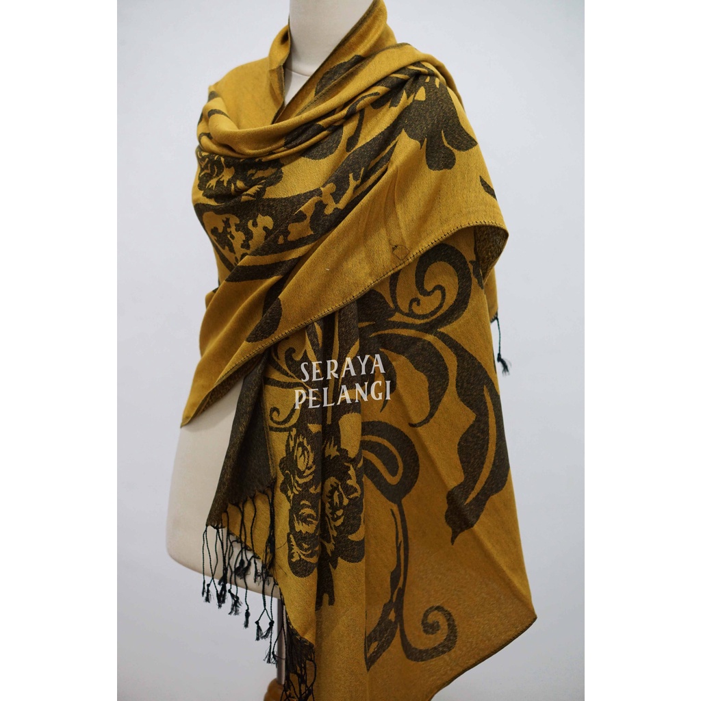 Pashmina Cashmere Motif Bunga 07 | Selendang | Scarf | Syal | Shawl | Pasmina | Souvenir | Hadiah