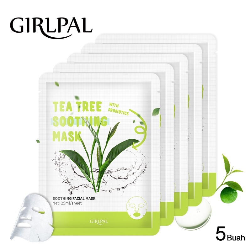 GIRLPAL Tea Tree Deep Moisturizing Soothing Face Sheet Mask Masker Wajah Facial Skincare