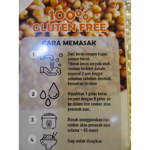 

gr20111r Beras Sorgum Putih Organik 1Kg - Beras Sorghum Putih - Beras Diabetes - Putih Bioguma