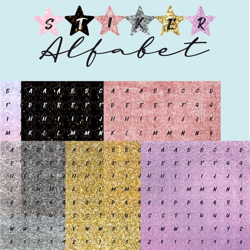 

[Sticker Party ] Stiker Alphabet Huruf Abjad Angka Bentuk Bintang Aesthetic, Stiker Deco Dekorasi Jurnal / Laptop / Scrapbook / Buku (+-1cm) - Stiker Photocard Idol