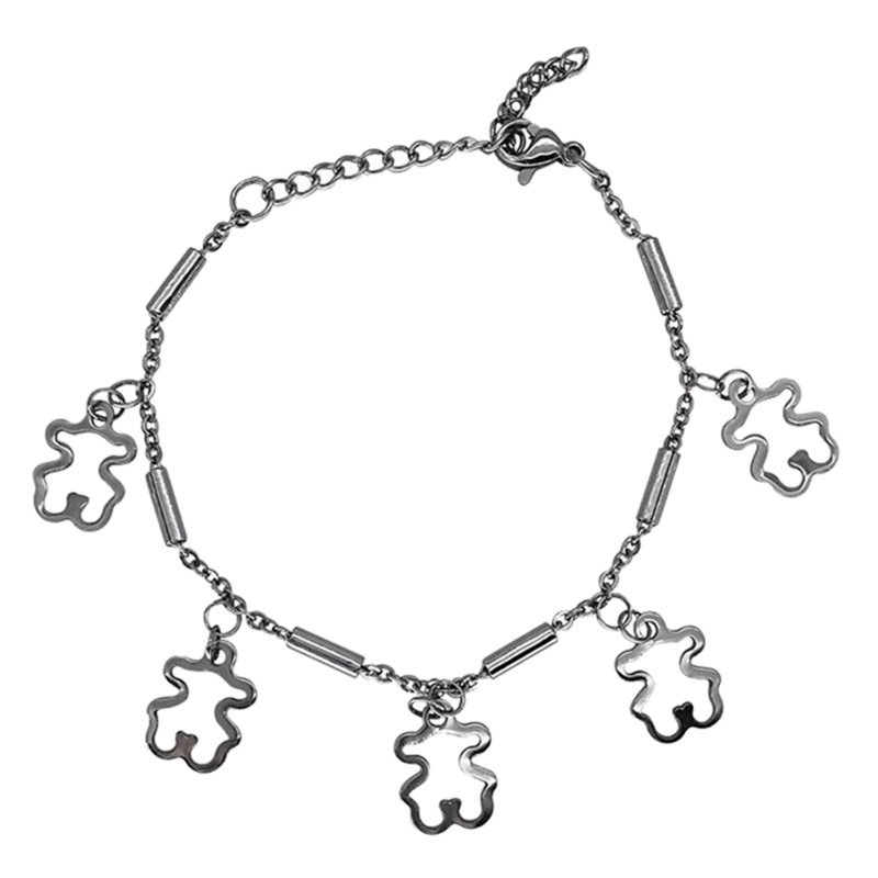 Siy Gelang Tangan Rantai Stainless Steel Motif Beruang Aksen Hollow Untuk Perhiasan Wanita