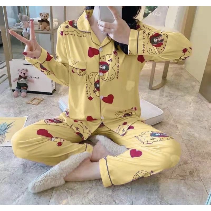 BAJU TIDUR REMAJA SPANDEX IMPORT SET CELANA PANJANG KOREA STYLE M-3XL PIYAMA BEST SELLER NEW COLLECT