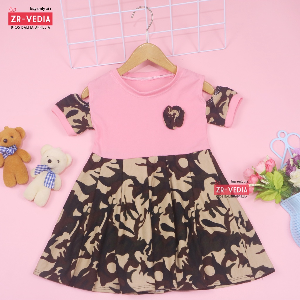 Dress Naura uk 1-2 Tahun / Dres Lengan Anak Perempuan  Murah Pesta Kaos Baju Gaun Lucu Motif