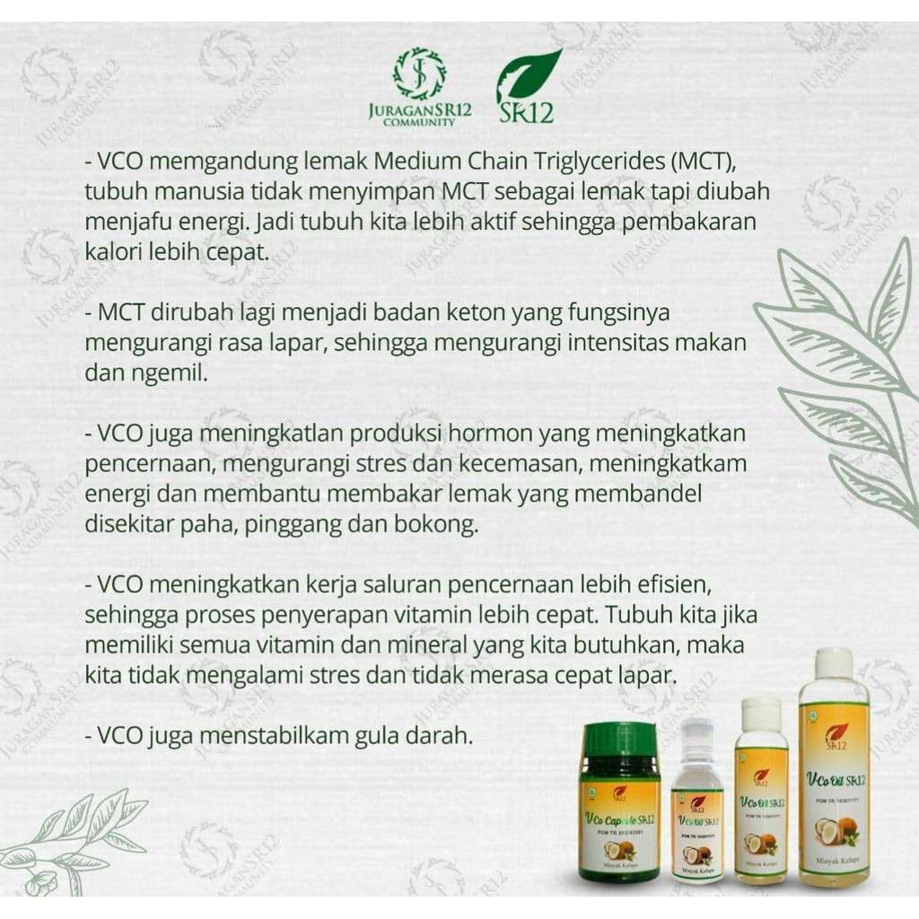 Vco SR12 - Vco Virgin Coconut Oil - Vco Kapsul