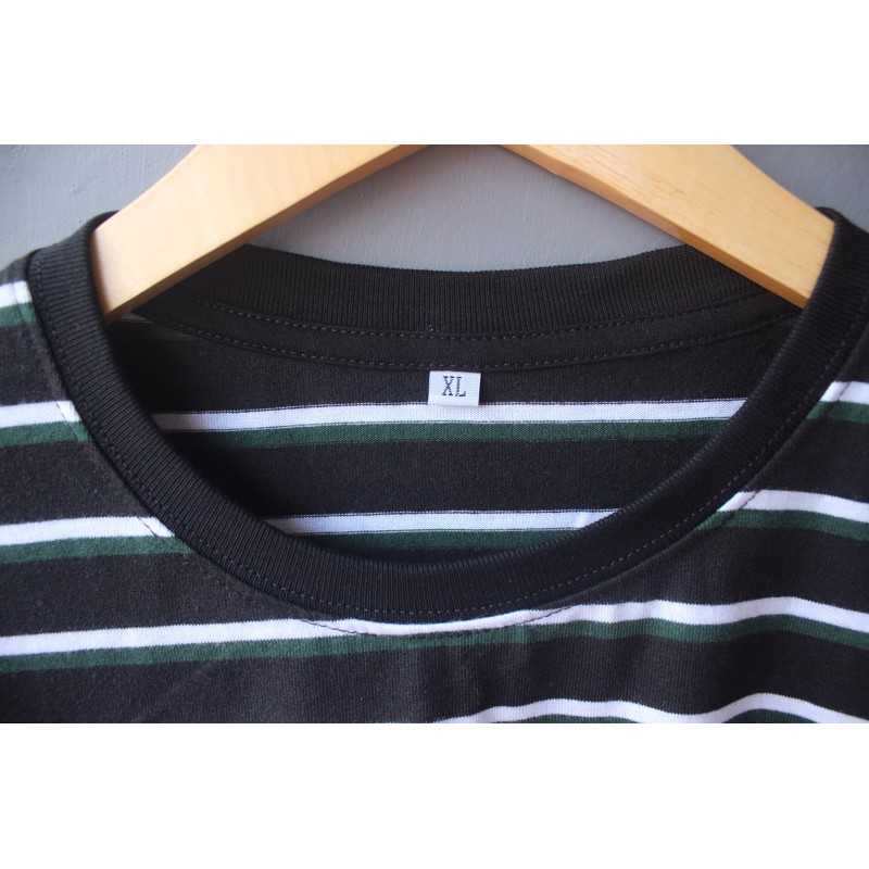 KAOS STRIPE TIGA WARNA  | KAOS SALUR TANGAN PENDEK | SALUR COTTON CVC TERMURAH!!!