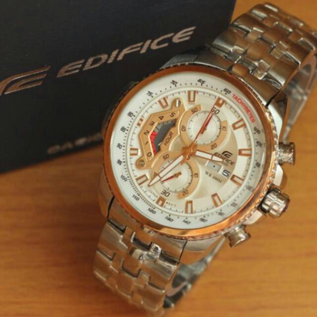 Jam Tangan Casio Edifice EF-558 Silver Gold Original BM