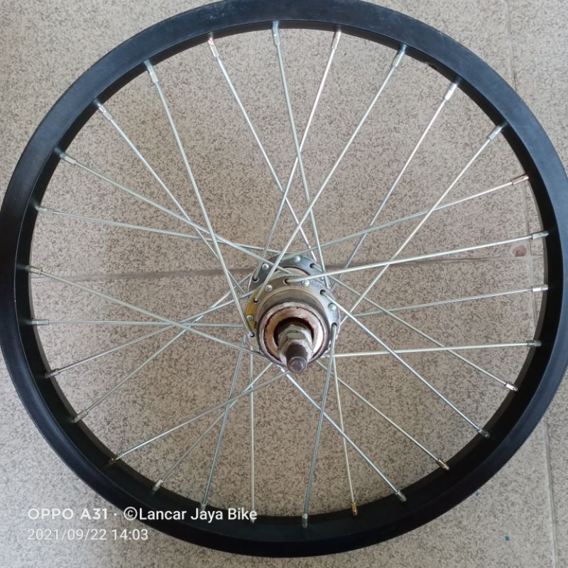 rims roda velg sepeda 16 inch satu set lengkap hub dan ruji tinggal pasang