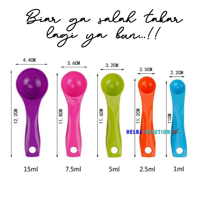 SET Sendok Takar Gram Mili Sendok Takaran Bumbu Obat Sendok Takar Warna Warni Measuring Spoon 5in1