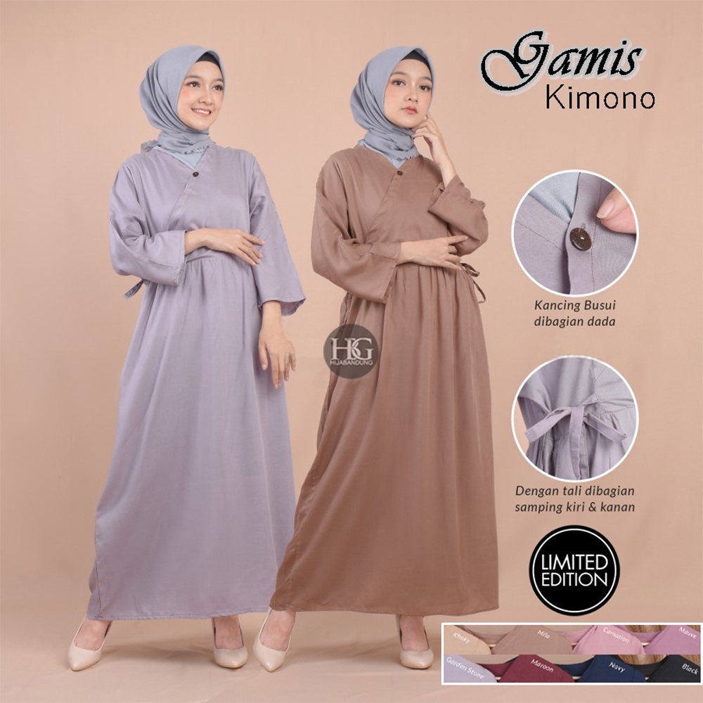 Baju Dress Panjang Polos Style Gamis Kimono Bahan Rayon Viscose Premium Bagus Untuk Remaja Dewasa Ib