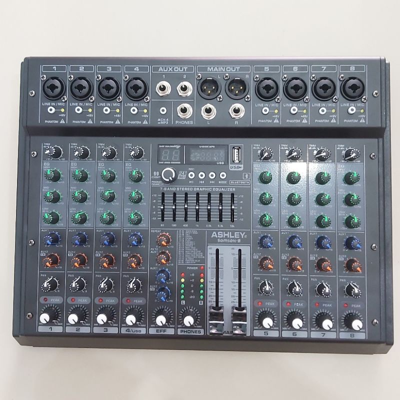 Mixer ASHLEY Samson 8 Channel Bluetooth Reverb Efek Vokal