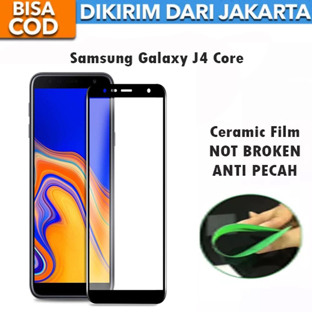 Tempered Glass Samsung Galaxy J4 Core Full Cover / Full Screen Ceramic Film Anti Gores