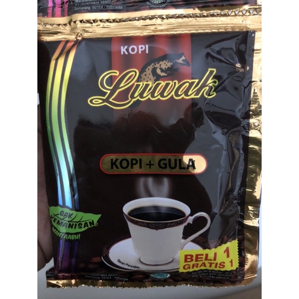 

kopi luwak hitam + gula 25gr beli 1 renteng gratis 1 renteng (20saset)